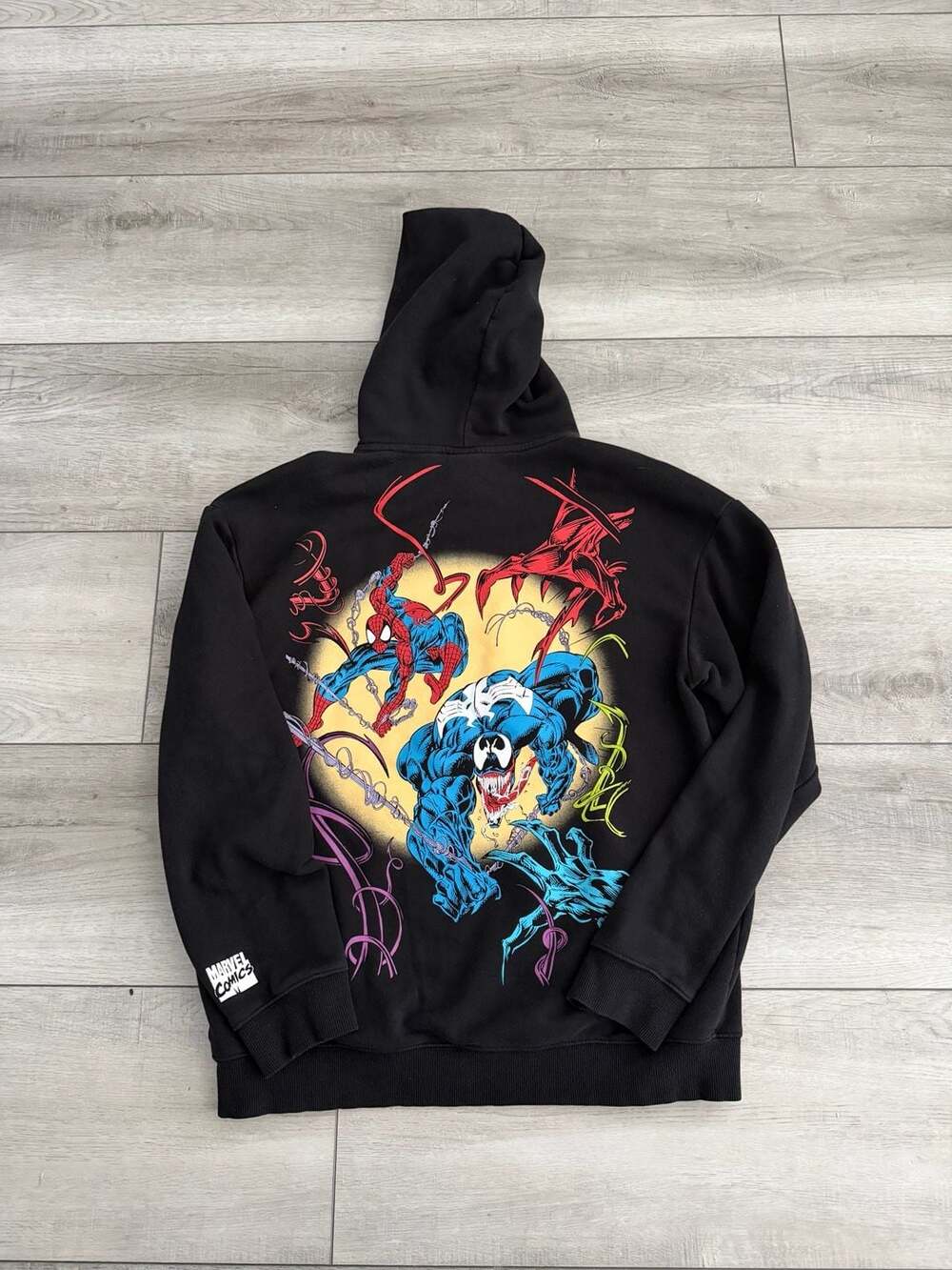 H&M x Marvel The Amazing Spider-Man Venom Graphic Hoodie Black Size S